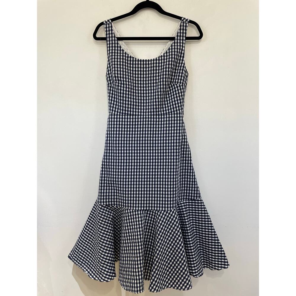 J. CREW Gingham Ruffle Midi Dress Size 6 NWT | Fluted hem